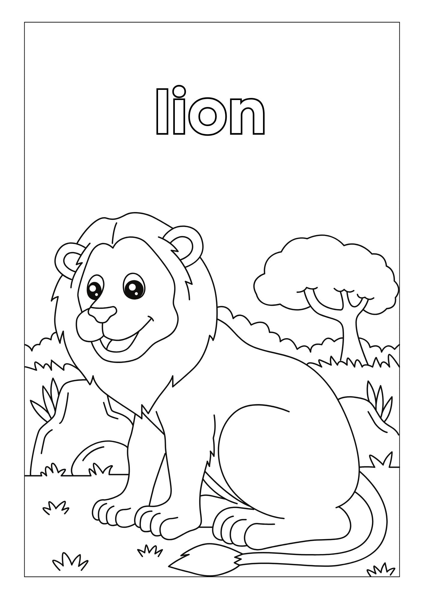 Animal Habitats Coloring Book in Grayscale Illustrative Style