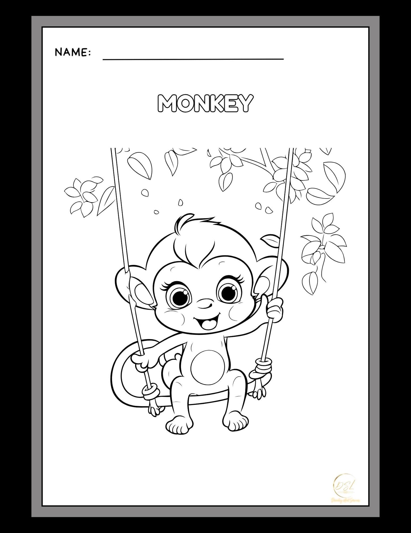 Animals Coloring Pages Activity Worksheet | Black and White | Illustrative Style
