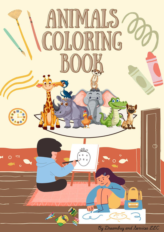 Animal Habitats Coloring Book in Grayscale Illustrative Style