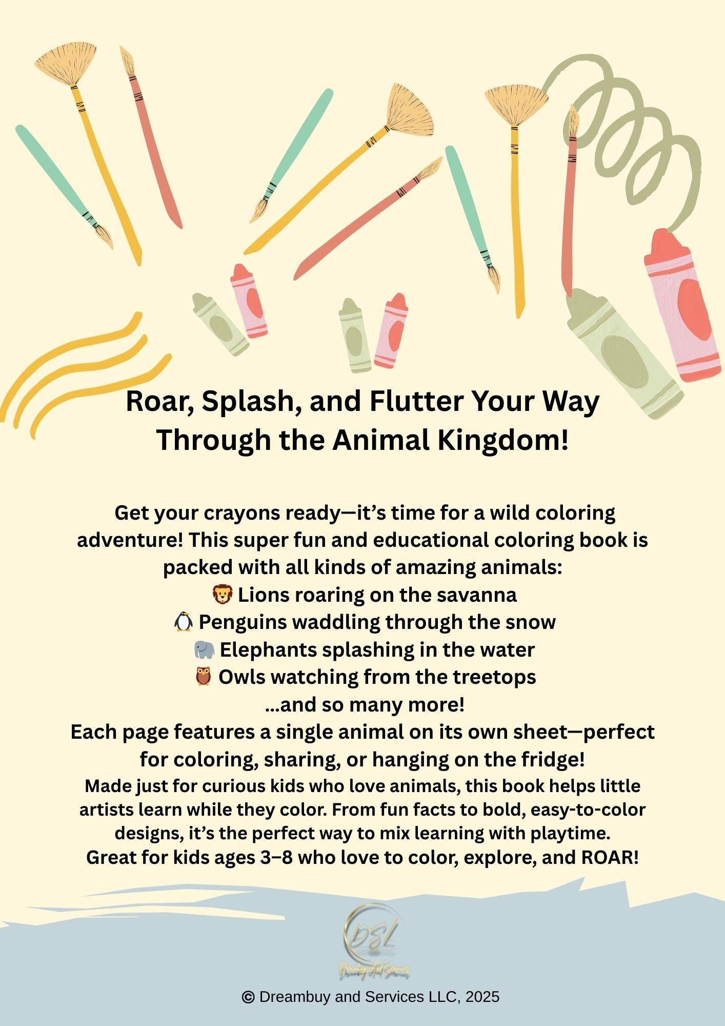 Animal Habitats Coloring Book in Grayscale Illustrative Style